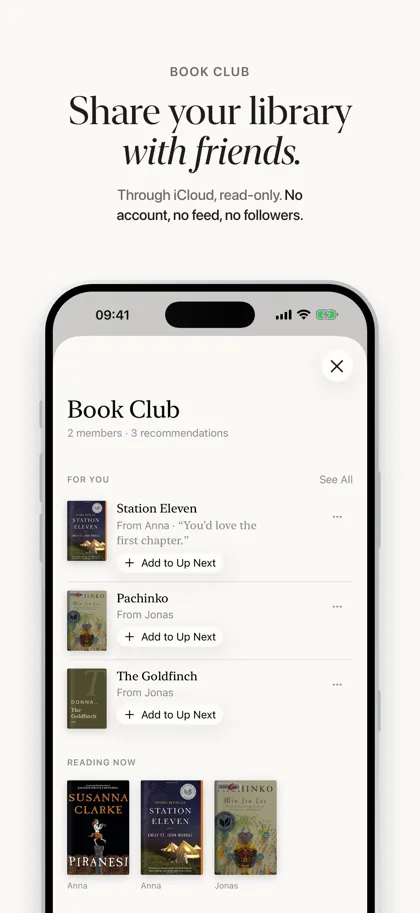 Shelf App Store screenshot: Share your library with friends.